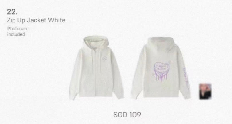 Baekhyun Zip Up Jacket White (Singapore pop up)