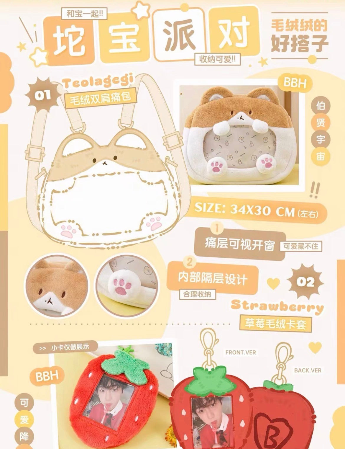 Baekhyun Teolaegi bag + strawberry photo card holder Fanmerch