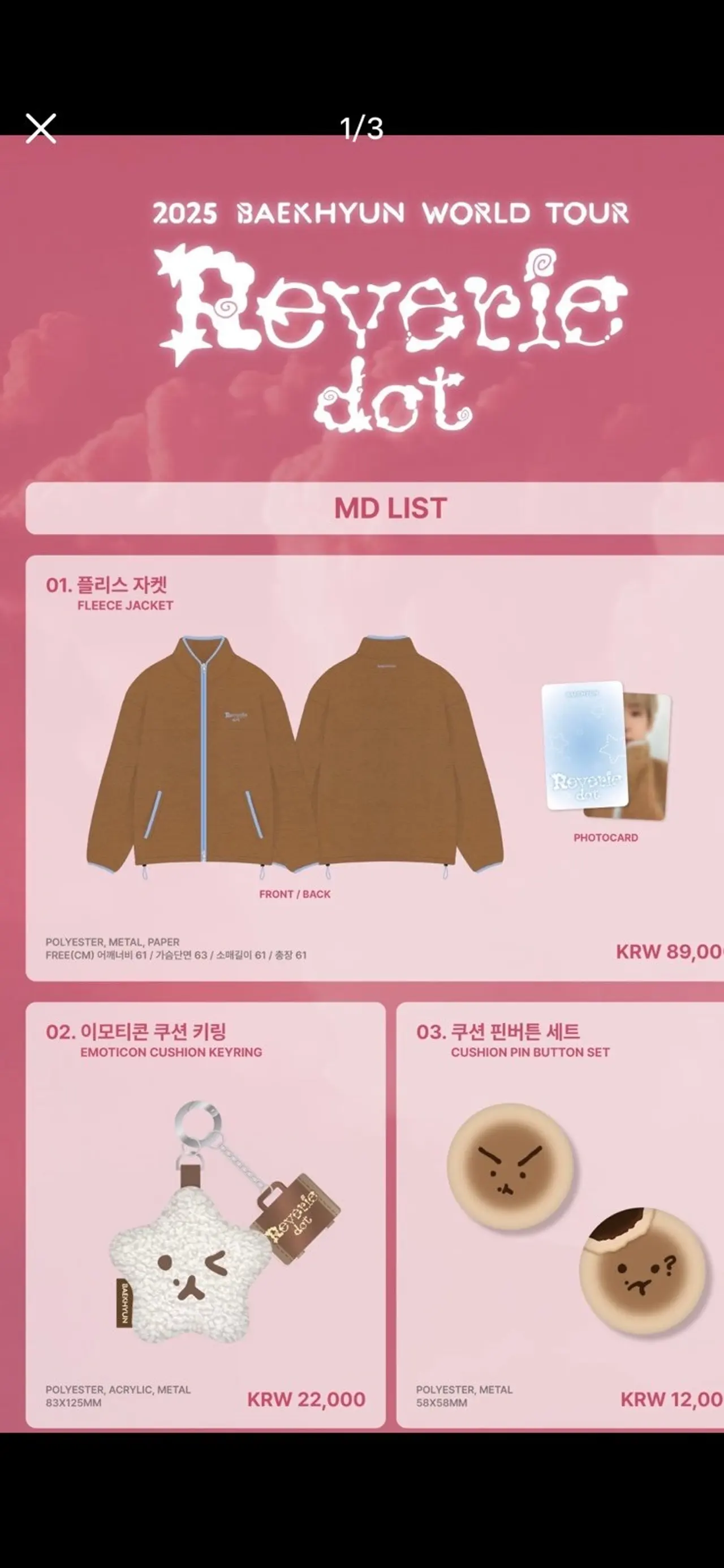 Baekhyun’s Seoul encore concert polar fleece jacket.